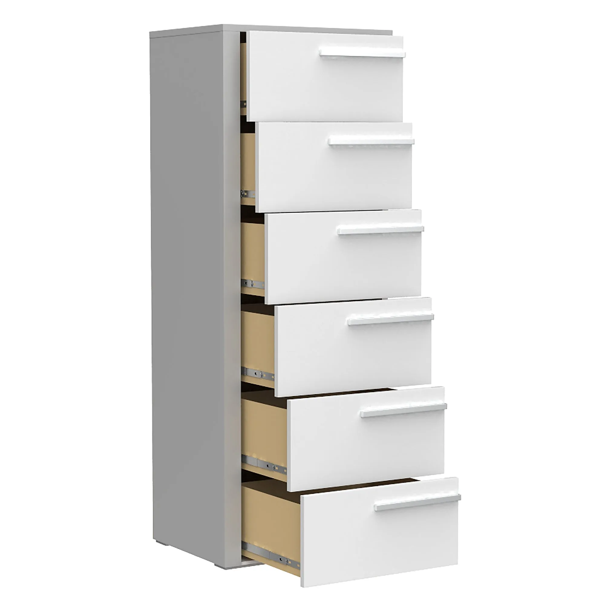 Gabriella 6 drawer chest storage for nursery bedroom, light grey & white