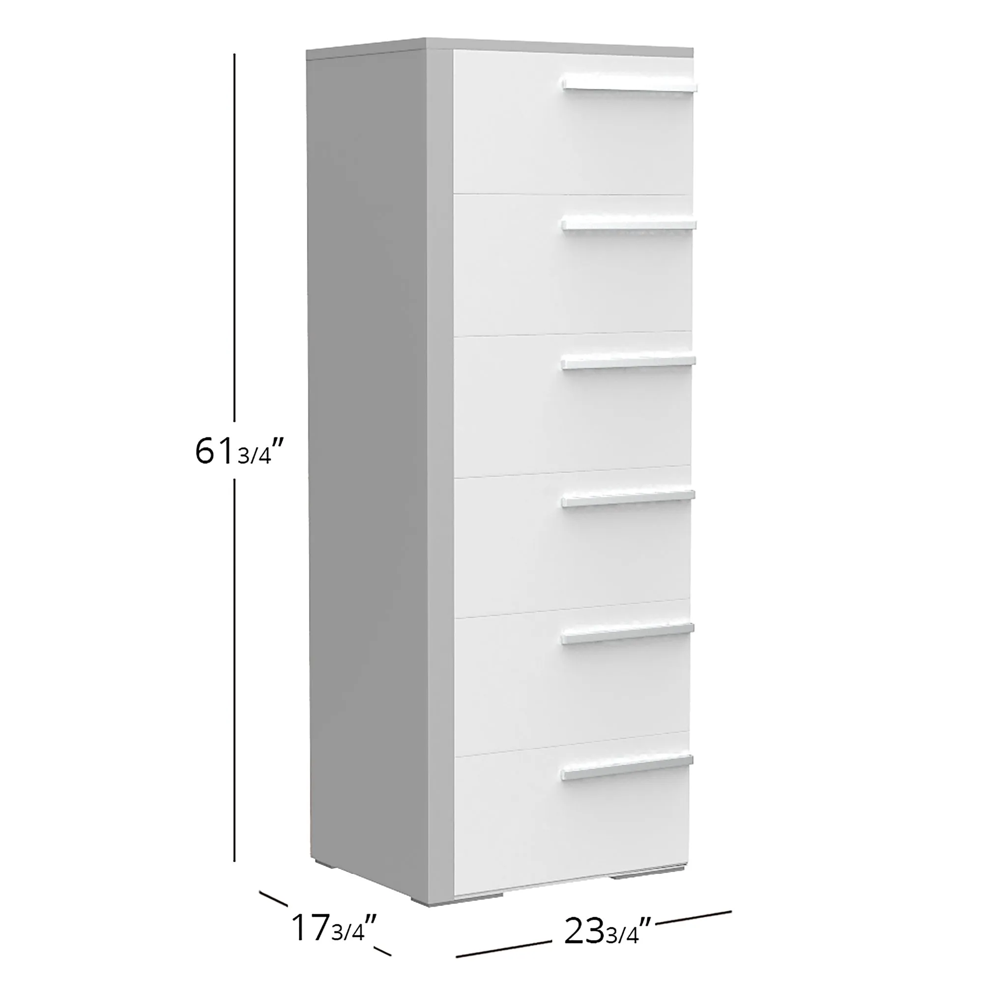 Gabriella 6 drawer chest storage for nursery bedroom, light grey & white