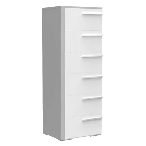 Gabriella 6 drawer chest storage for nursery bedroom, light grey & white