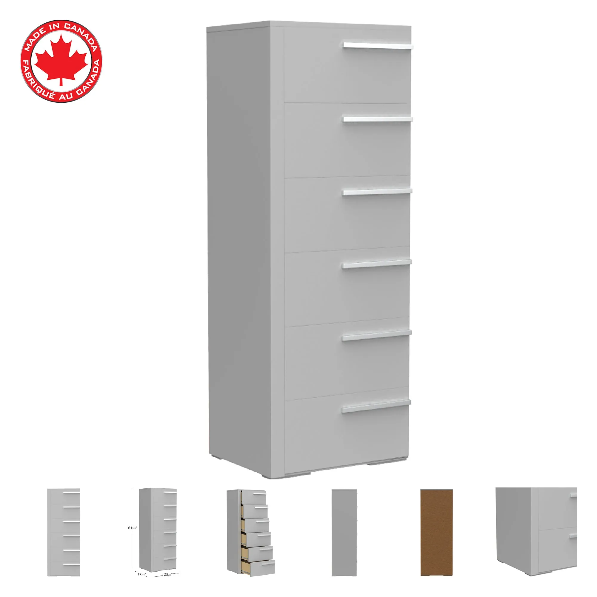 Gabriella 6 drawer chest storage for nursery bedroom, light grey