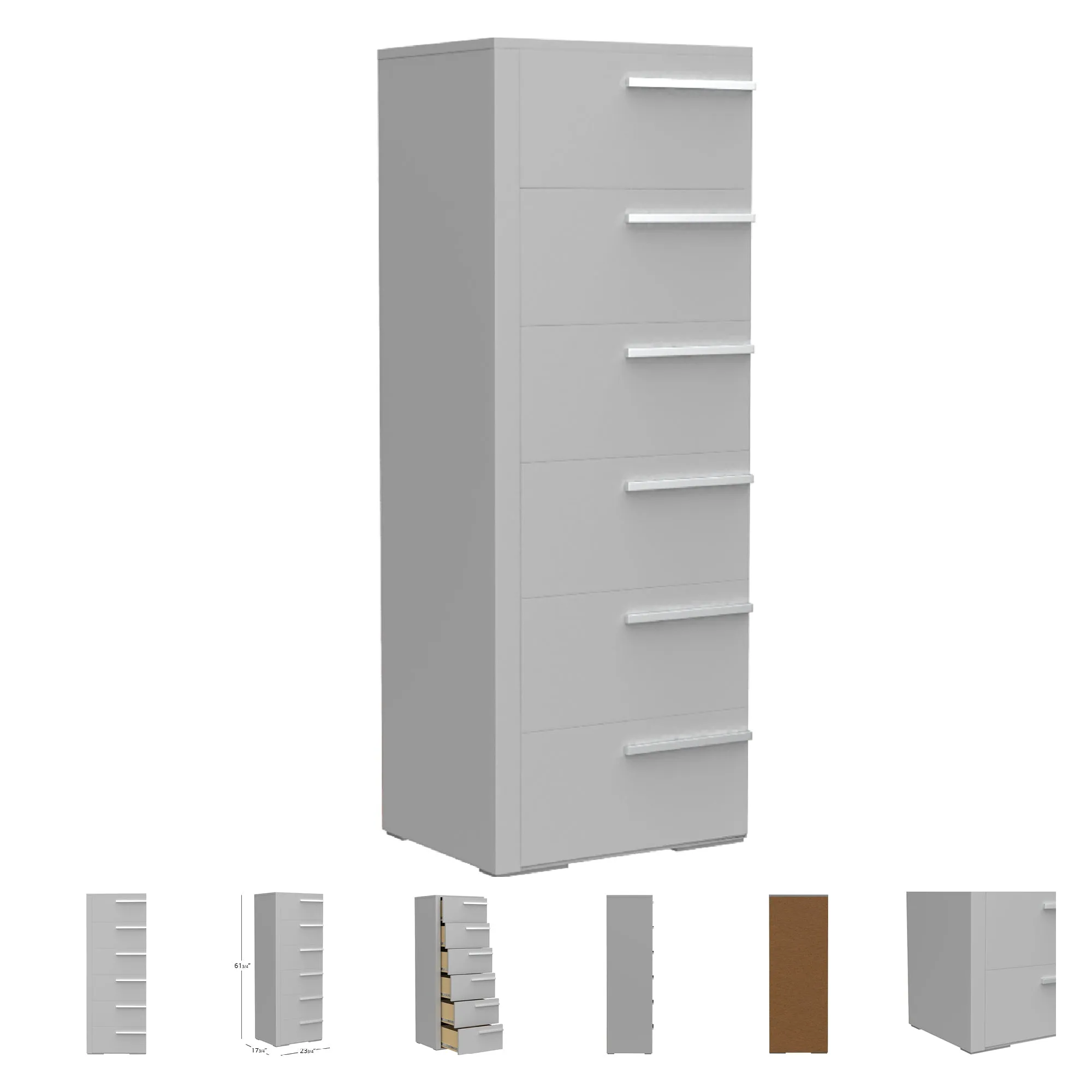 Gabriella 6 drawer chest storage for nursery bedroom, light grey
