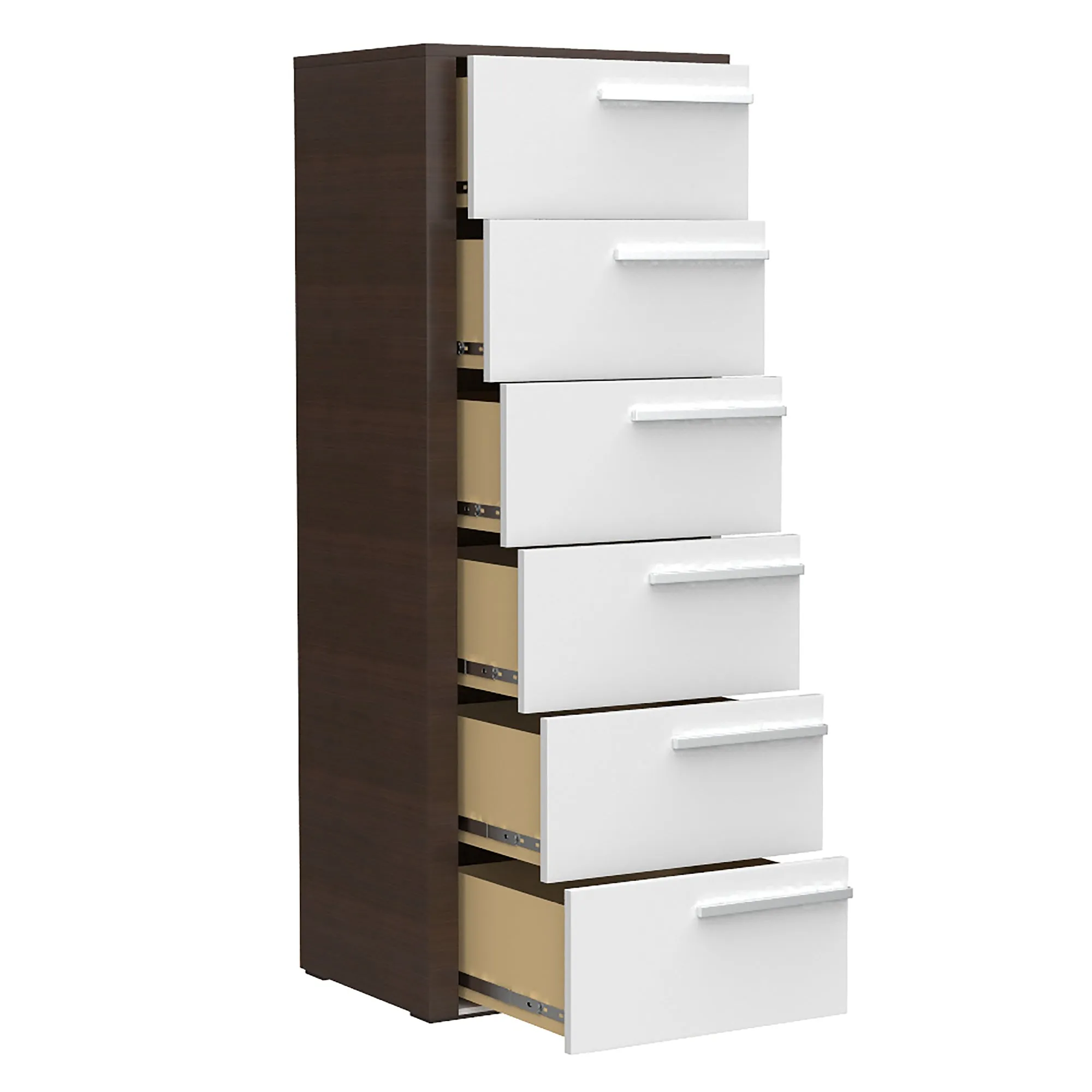 Gabriella 6 drawer chest storage for nursery bedroom, white & walnut
