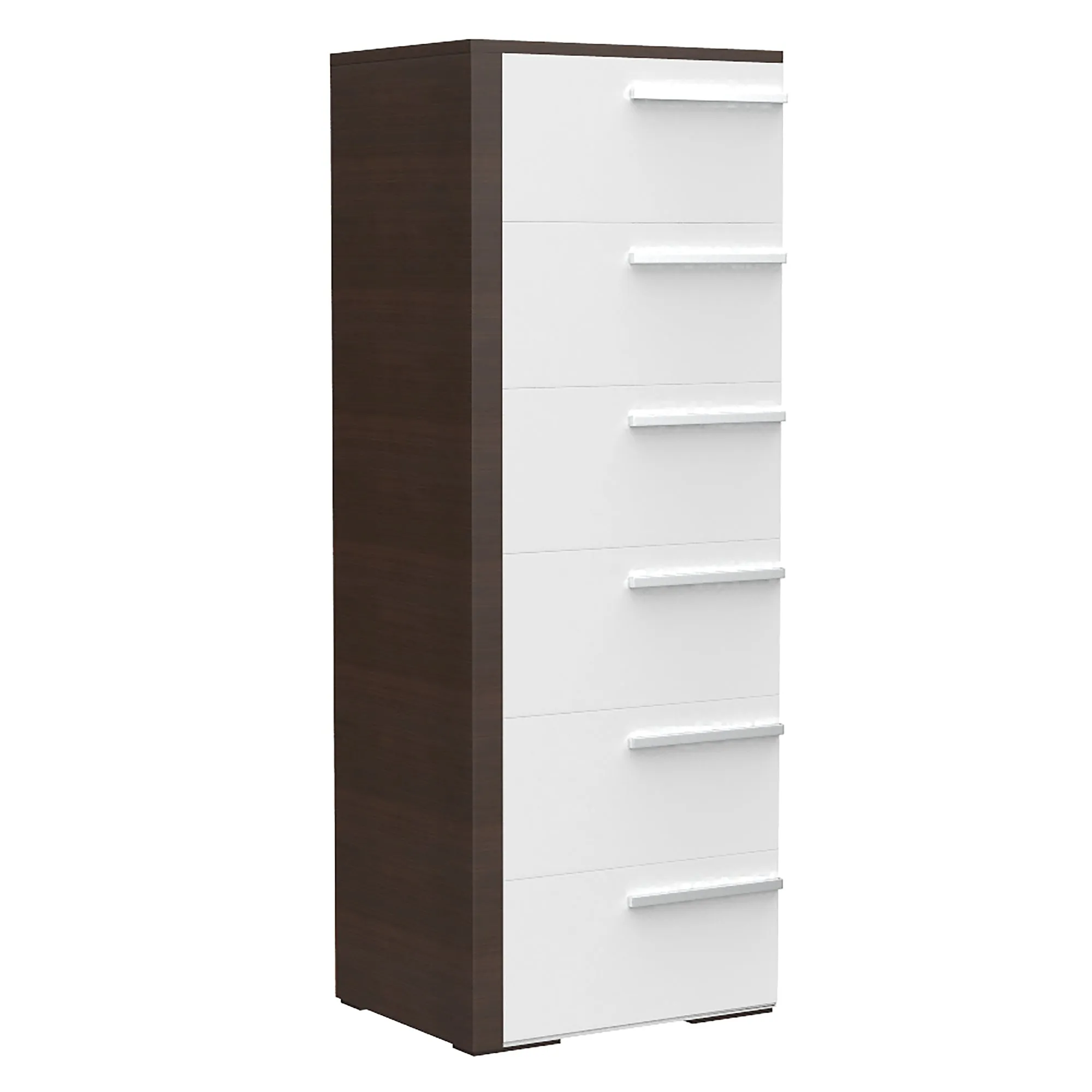 Gabriella 6 drawer chest storage for nursery bedroom, white & walnut