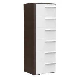 Gabriella 6 drawer chest storage for nursery bedroom, white & walnut