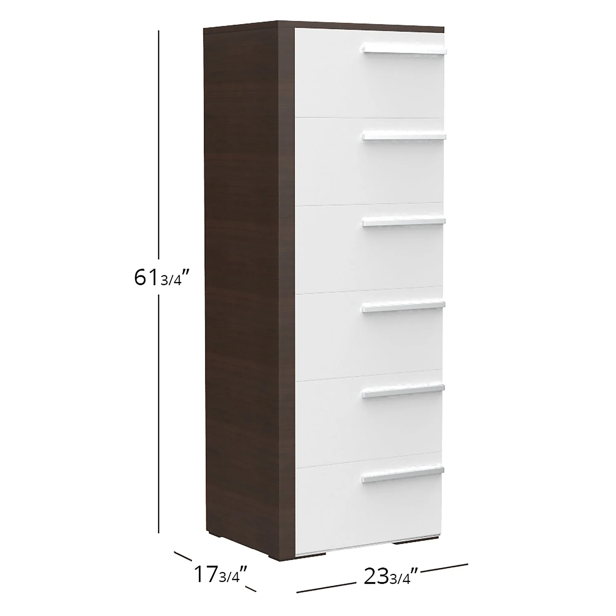 Gabriella 6 drawer chest storage for nursery bedroom, white & walnut