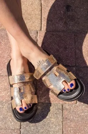 Gold and Black Emi Sandals
