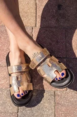 Gold and Black Emi Sandals