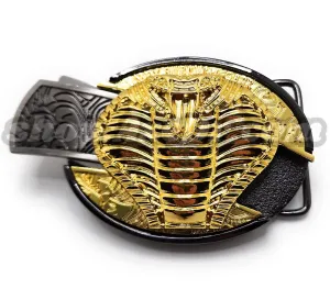 Gold Hooded Cobra Folding Knife Belt Buckle