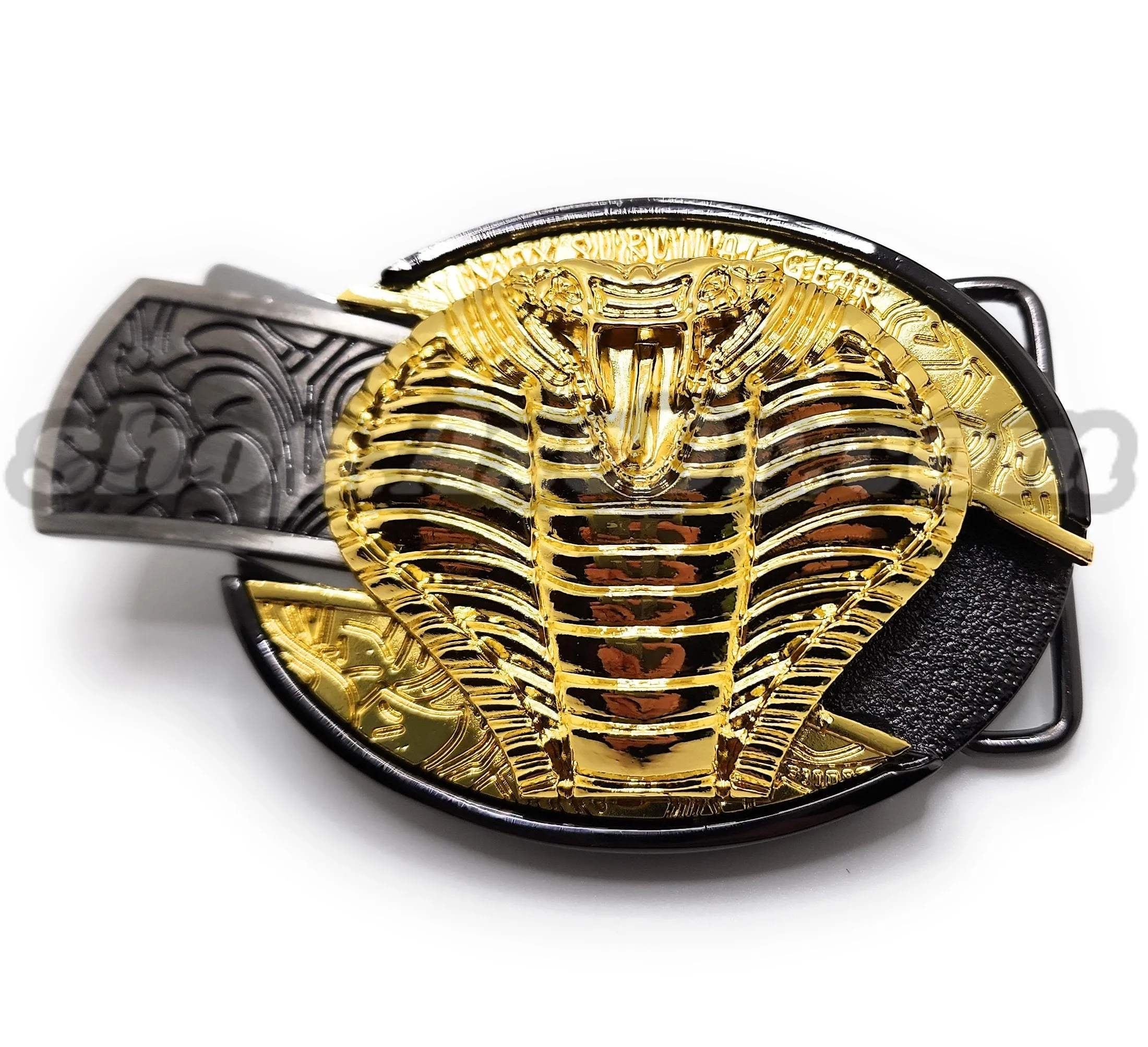 Gold Hooded Cobra Folding Knife Belt Buckle