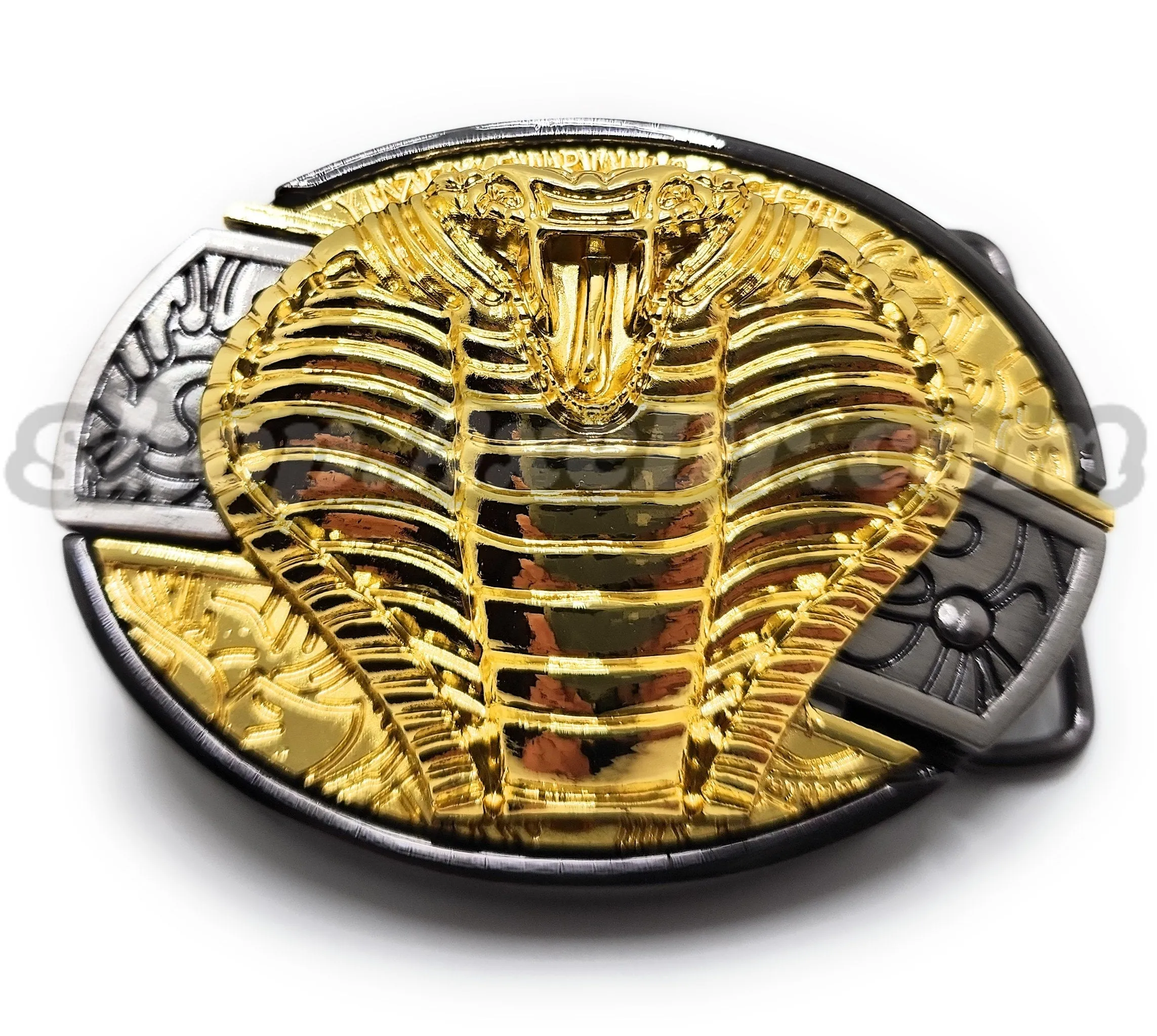 Gold Hooded Cobra Folding Knife Belt Buckle