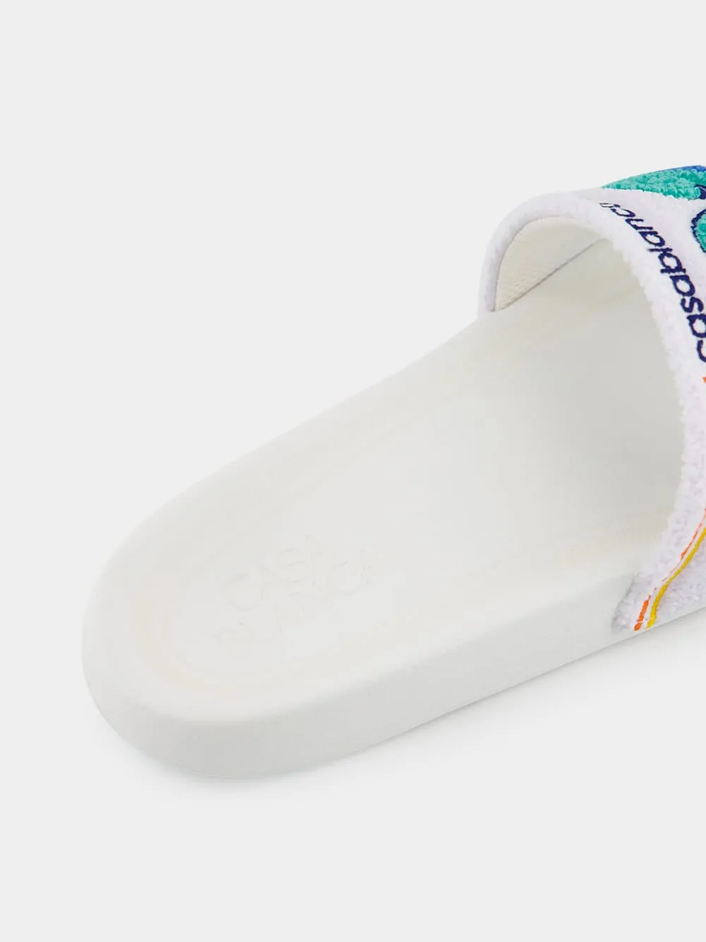 Greco Wave Terry Embroidered Sliders