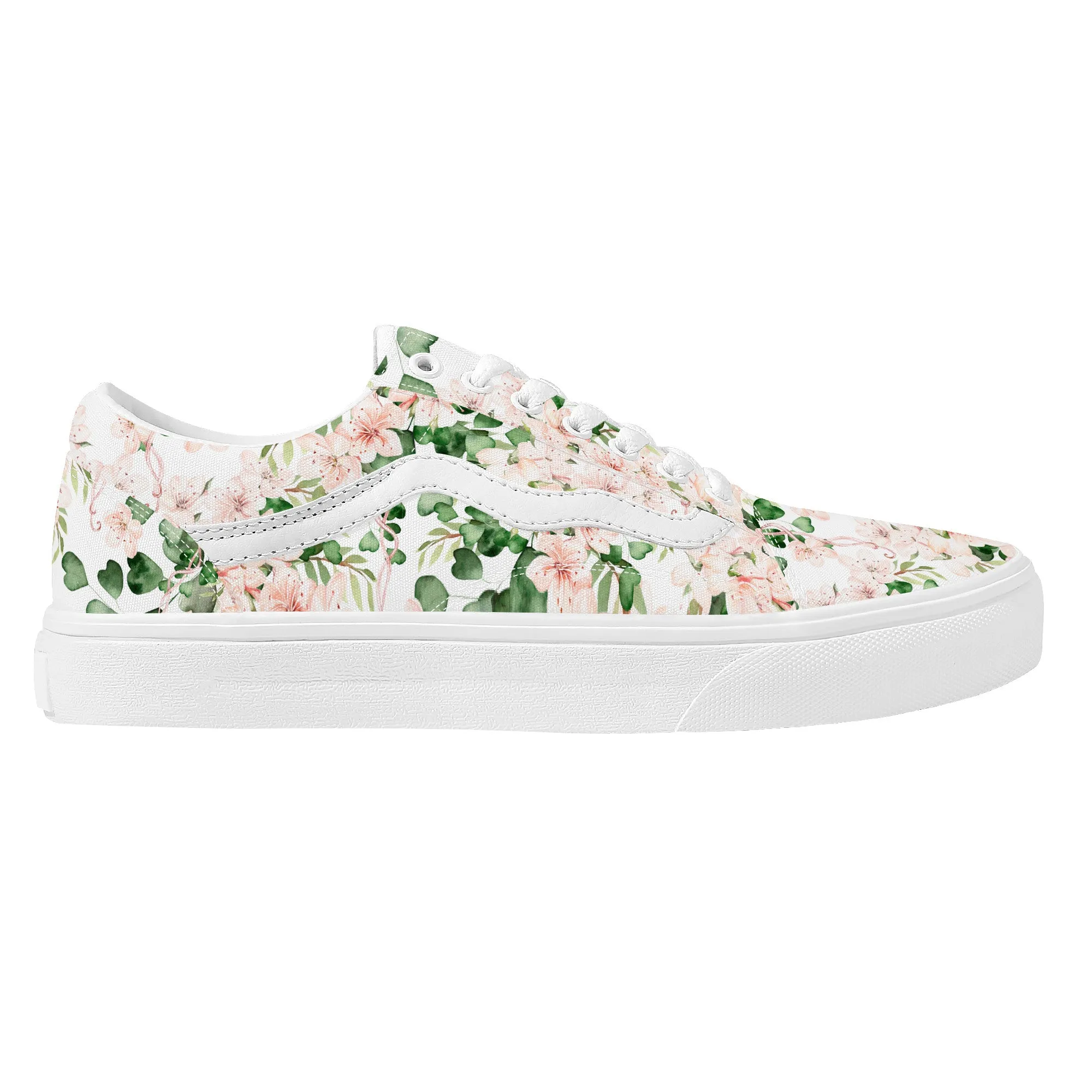 Green Bloom Low Top Flat Sneakers