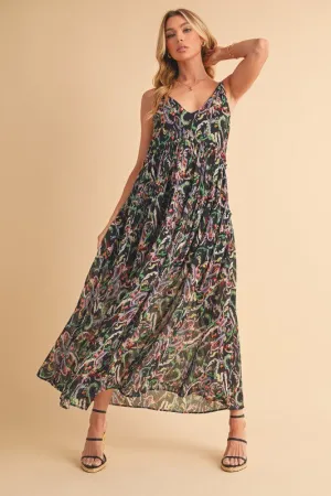 Hazel Blues® |  Aemi   Co Printed V-Neck Frill Tiered Cami Dress