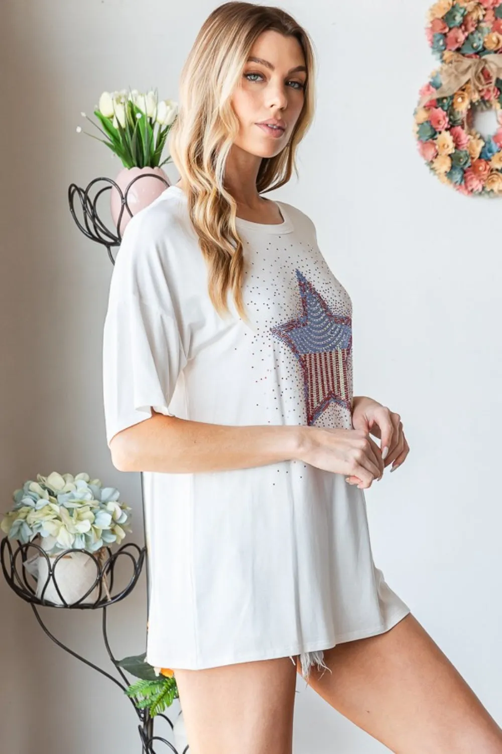 Hazel Blues® |  Heimish Star Patch Short Sleeve T-Shirt