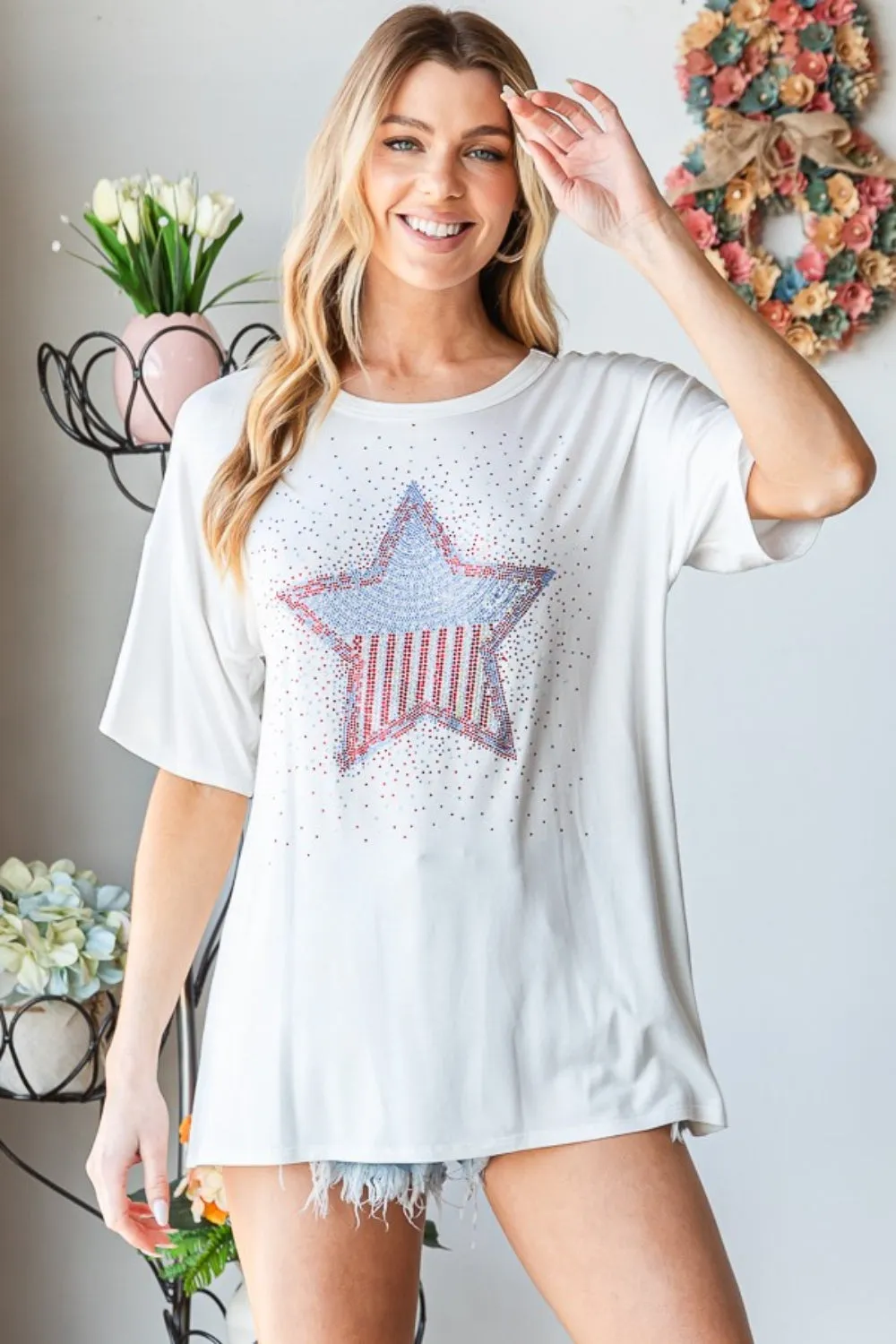 Hazel Blues® |  Heimish Star Patch Short Sleeve T-Shirt