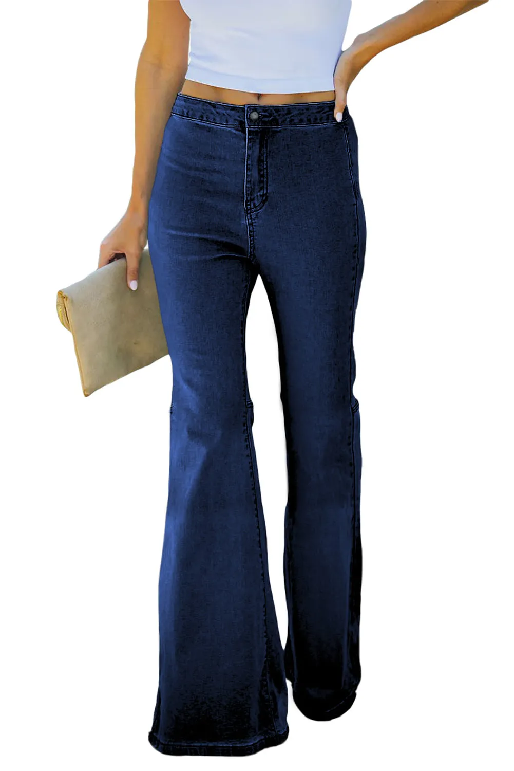High Waist Pockets Bell Jeans