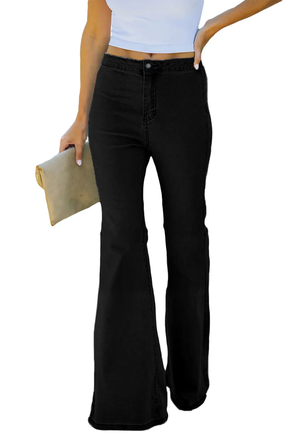 High Waist Pockets Bell Jeans