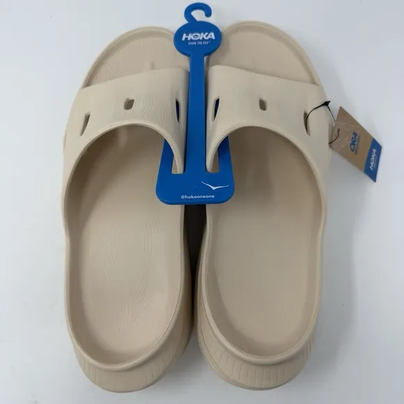 Hoka Ora Recovery 3 Slide Mens 11 Tan Beige Slip On Sandal Comfort Vanilla NEW