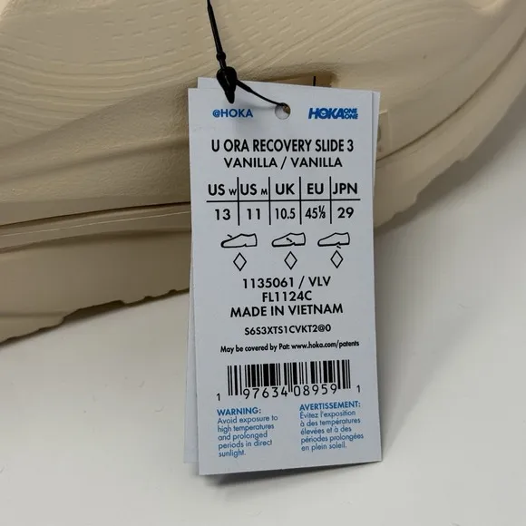 Hoka Ora Recovery 3 Slide Mens 11 Tan Beige Slip On Sandal Comfort Vanilla NEW