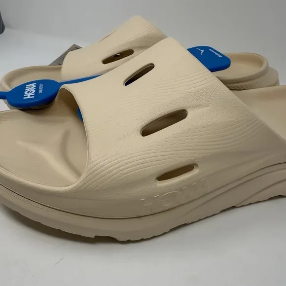 Hoka Ora Recovery 3 Slide Mens 12 Tan Beige Slip On Sandal Comfort Vanilla NEW