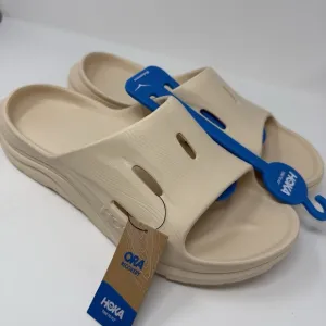 Hoka Ora Recovery 3 Slide Mens 12 Tan Beige Slip On Sandal Comfort Vanilla NEW