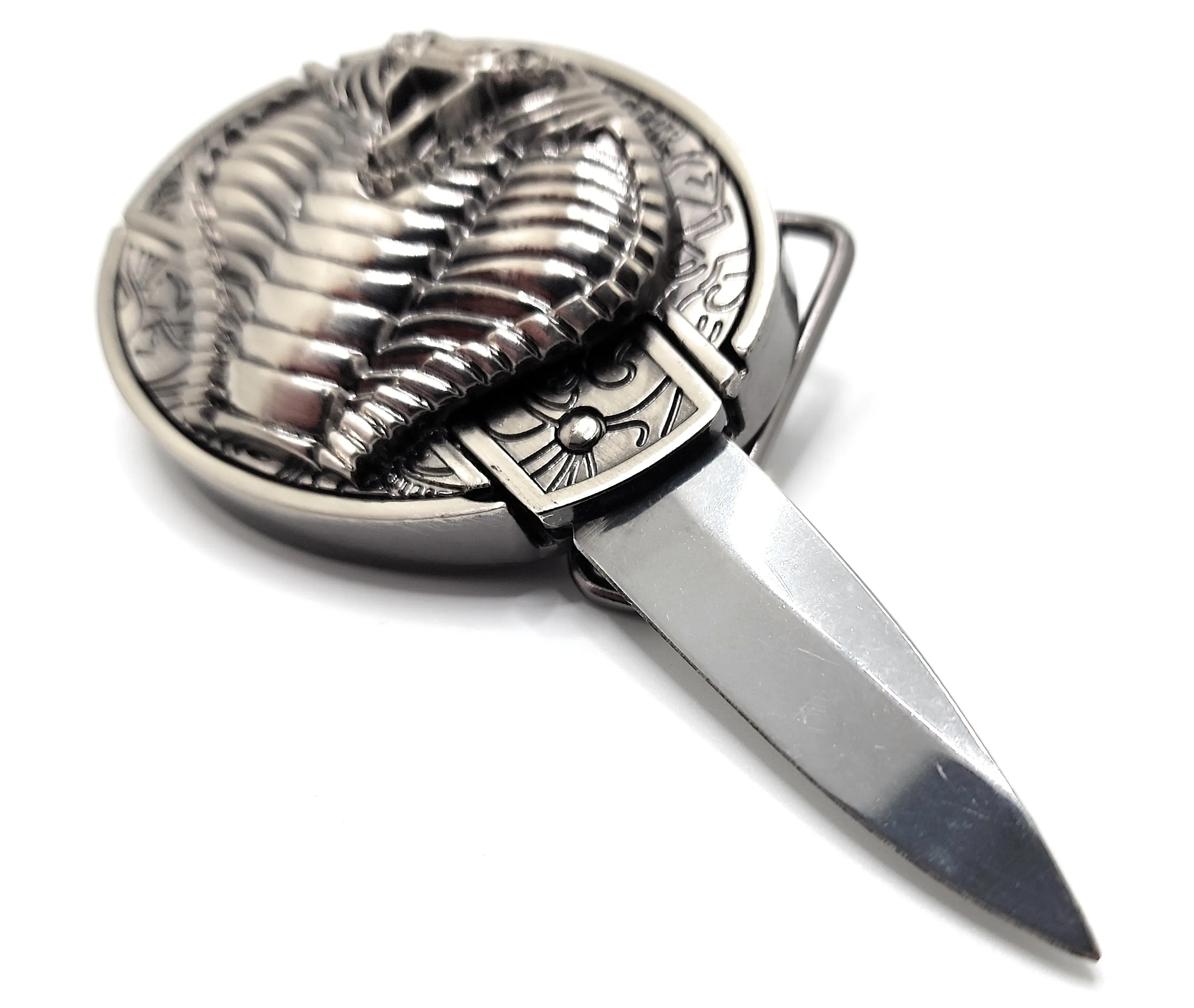 Hooded Cobra Folding Knife Belt Buckle