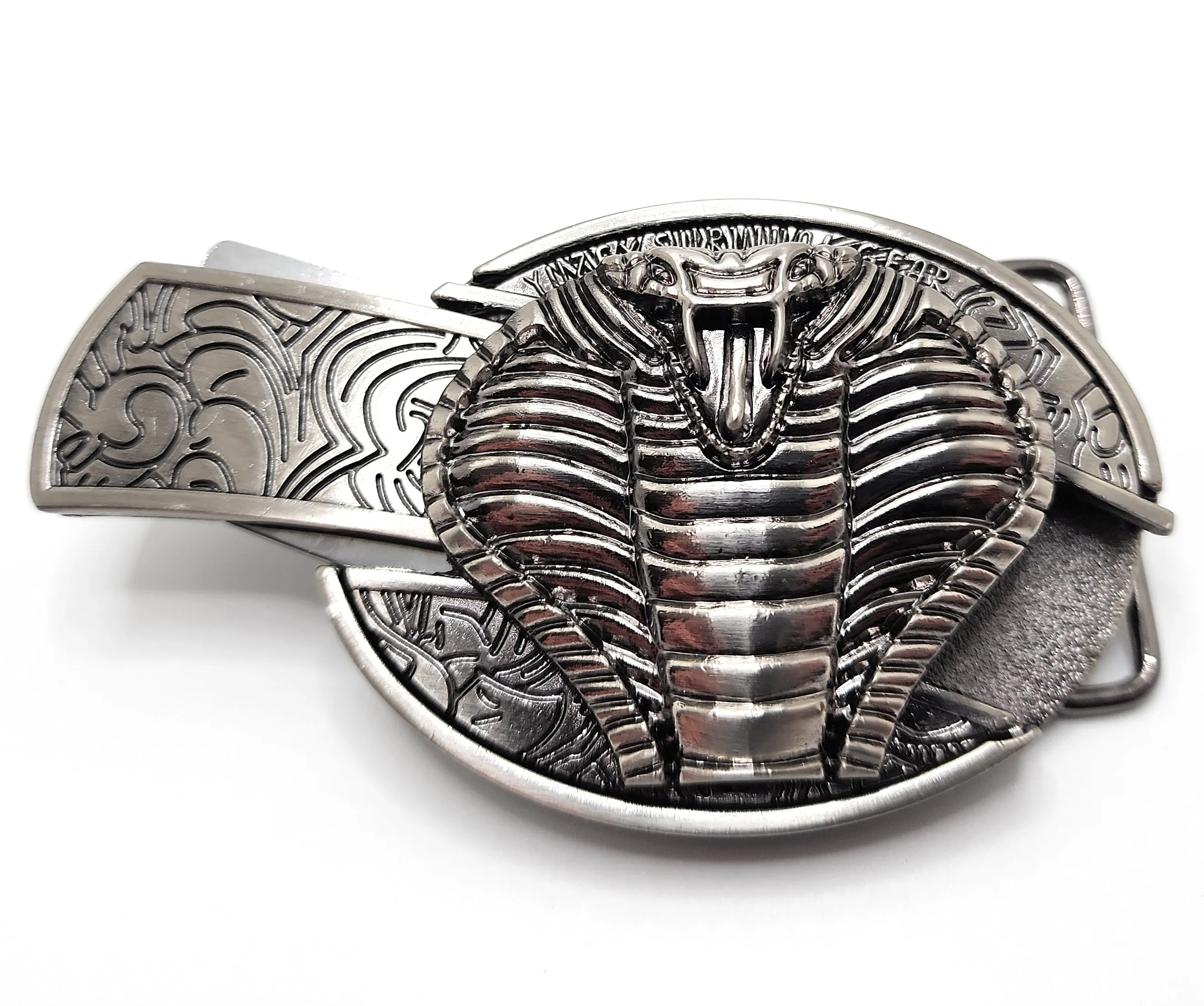 Hooded Cobra Folding Knife Belt Buckle