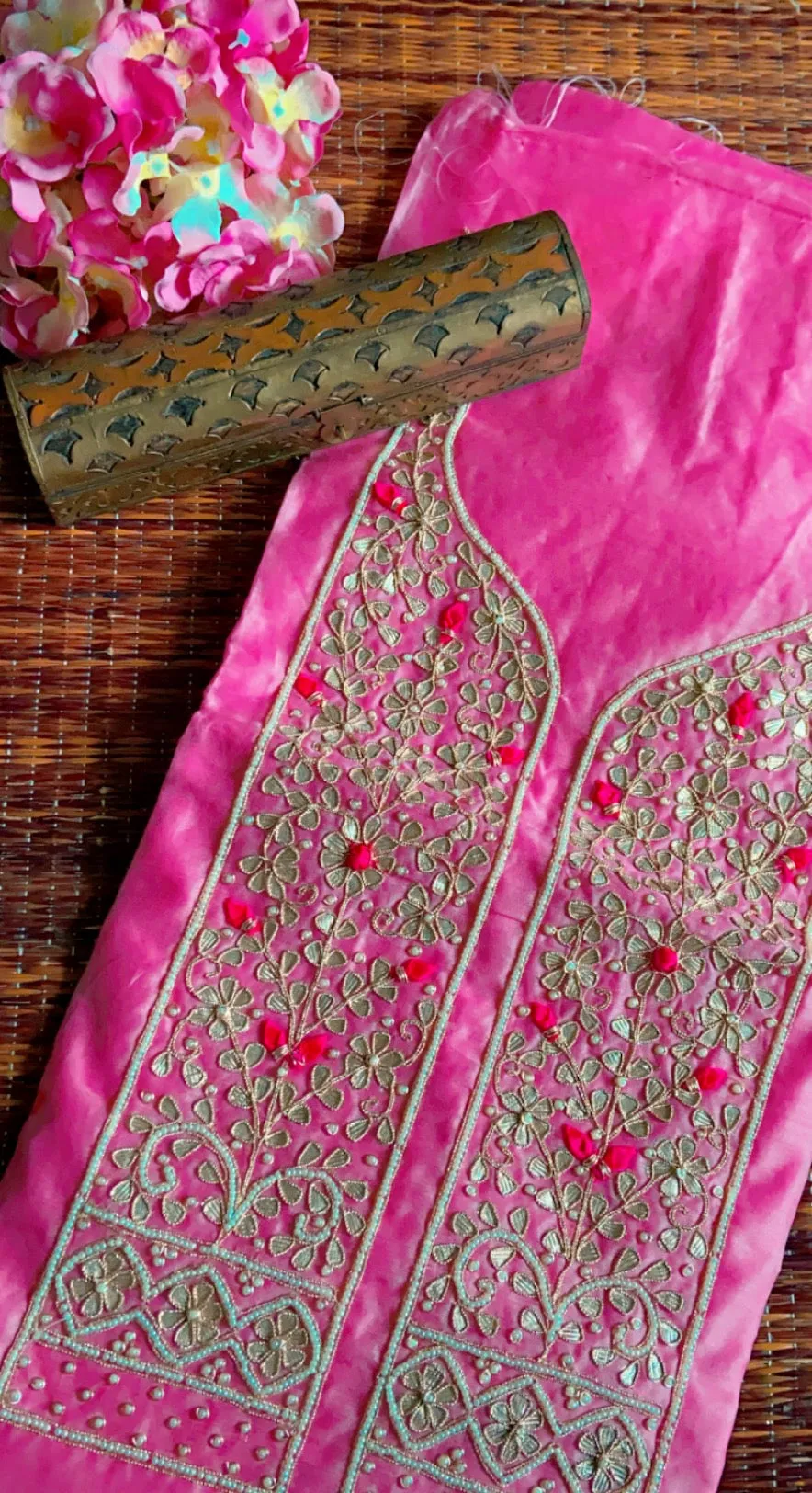 Hot Pink Chanderi Gota Patti Kurti