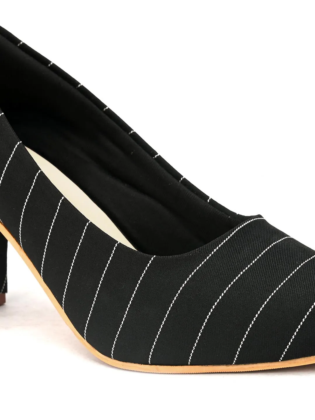 Hydes N Hues Women Black Striped Pumps