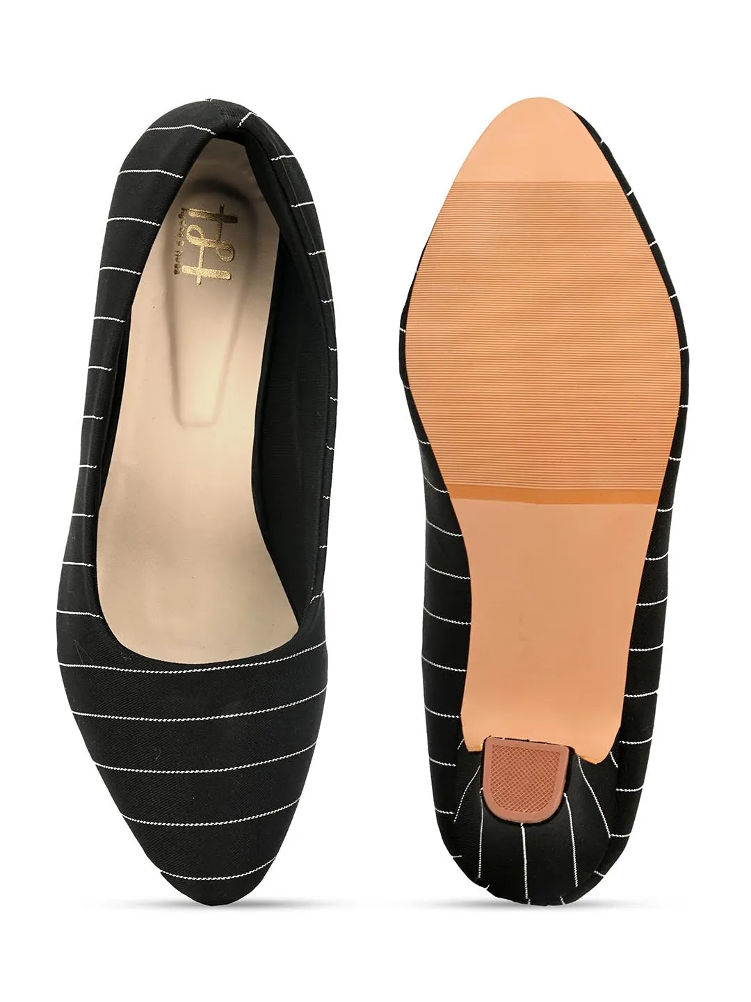 Hydes N Hues Women Black Striped Pumps
