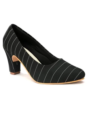 Hydes N Hues Women Black Striped Pumps