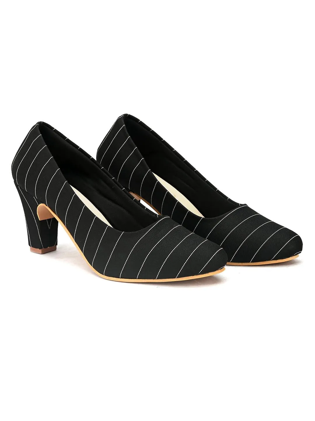 Hydes N Hues Women Black Striped Pumps