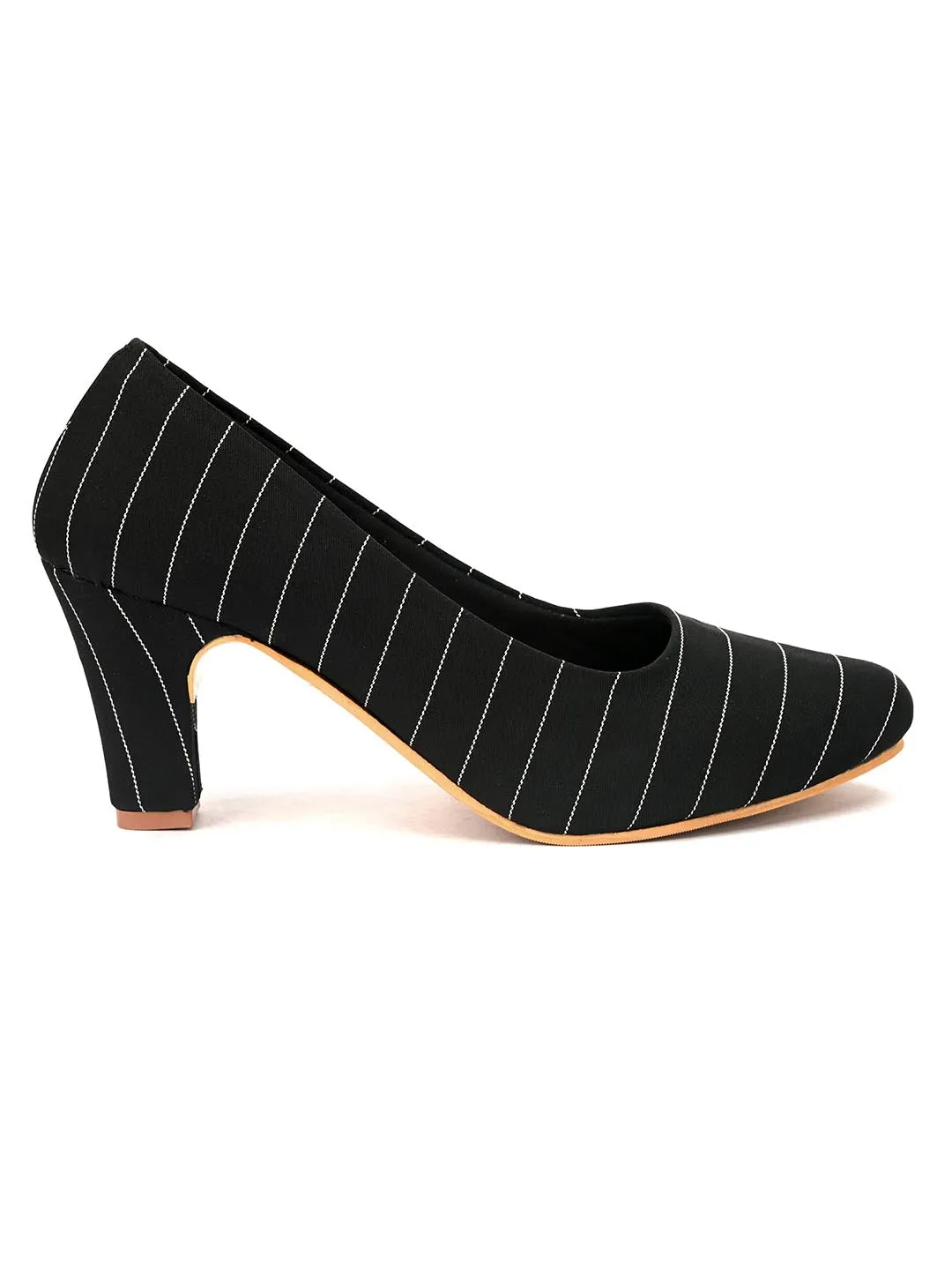 Hydes N Hues Women Black Striped Pumps