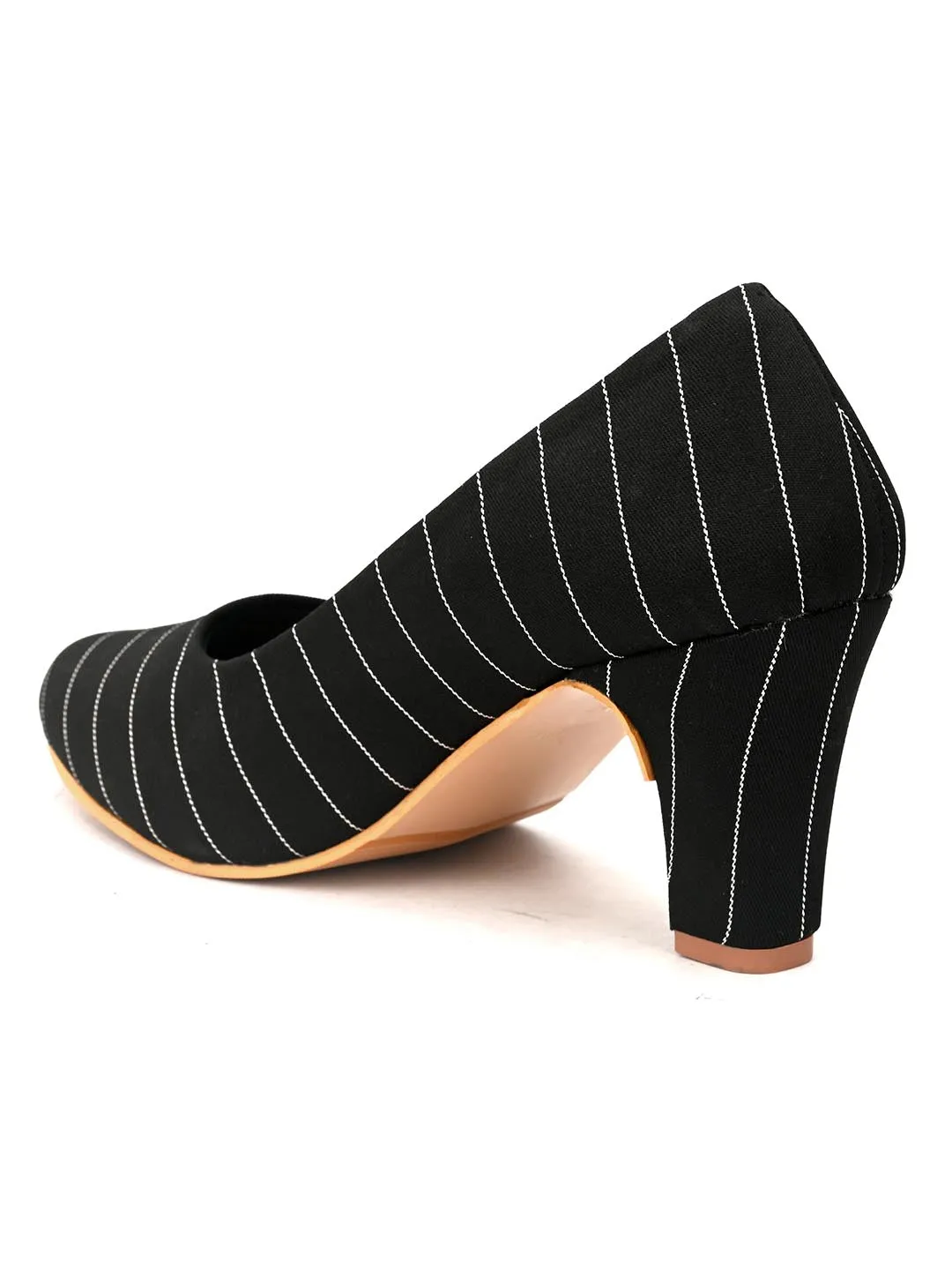 Hydes N Hues Women Black Striped Pumps