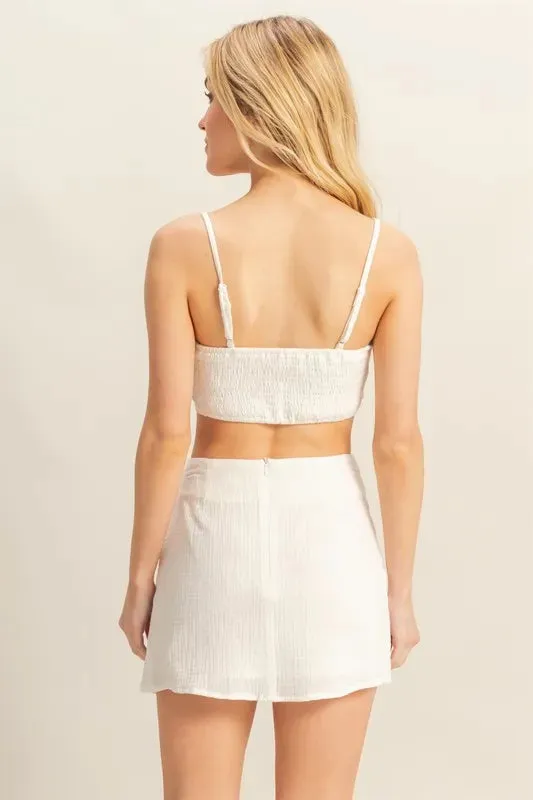 HYFVE Ruched Bra Top and Mini Skirt Set