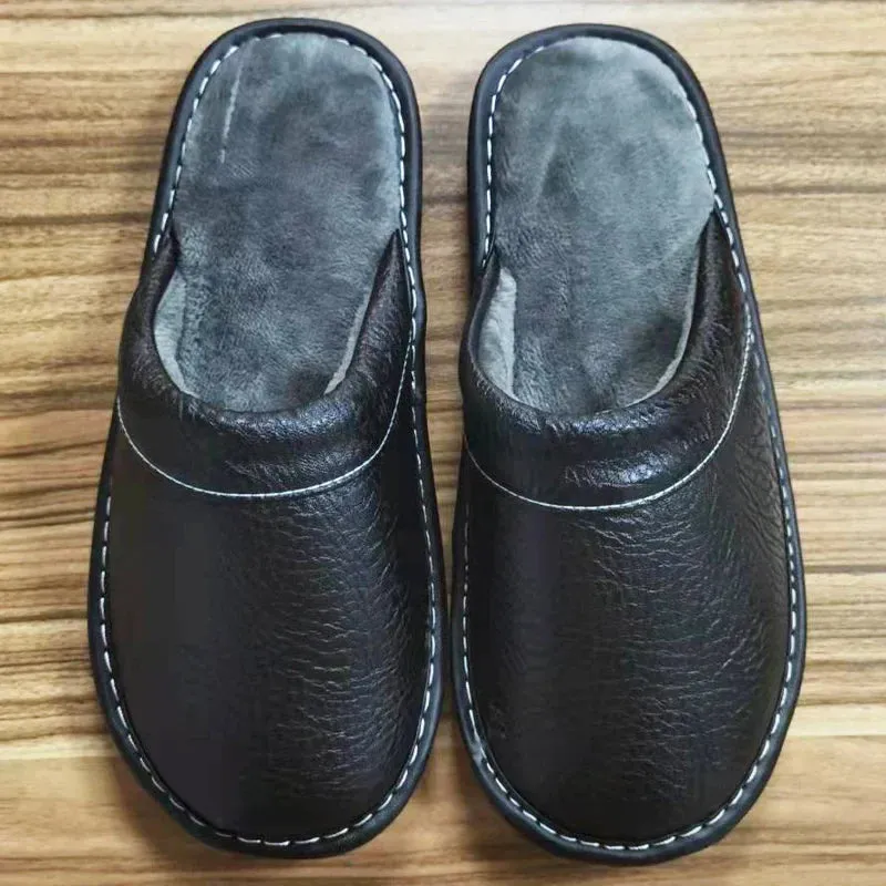 Indoor Shoes Men's Slippers Slides Simple Faux Leather Home Slippers
