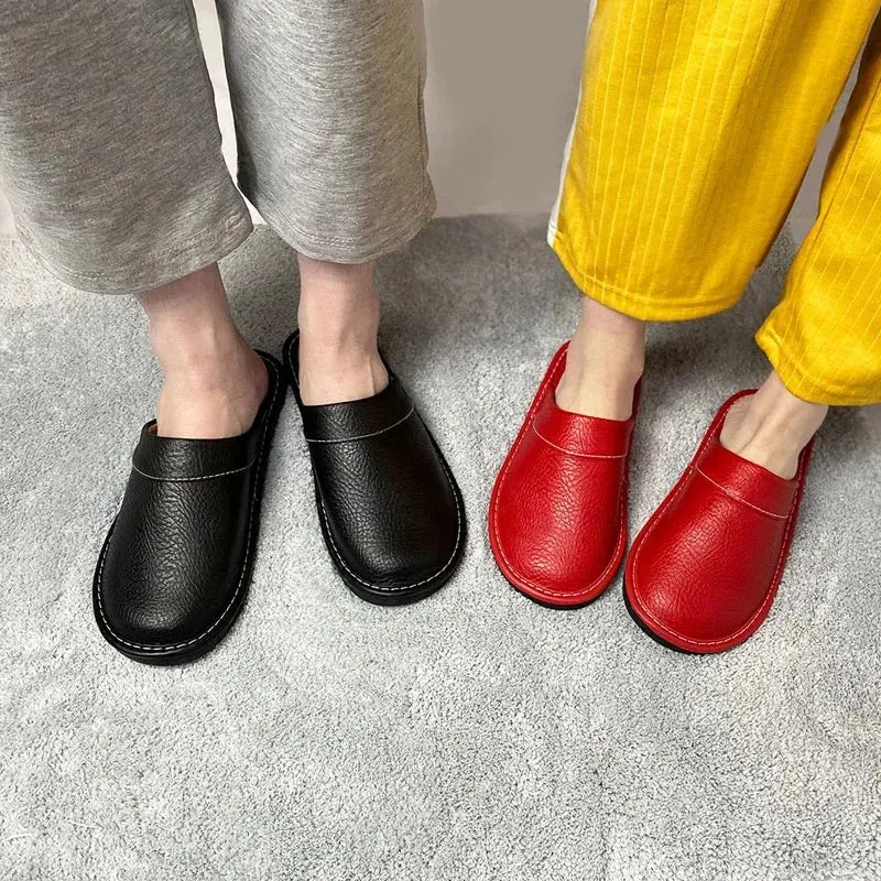 Indoor Shoes Men's Slippers Slides Simple Faux Leather Home Slippers