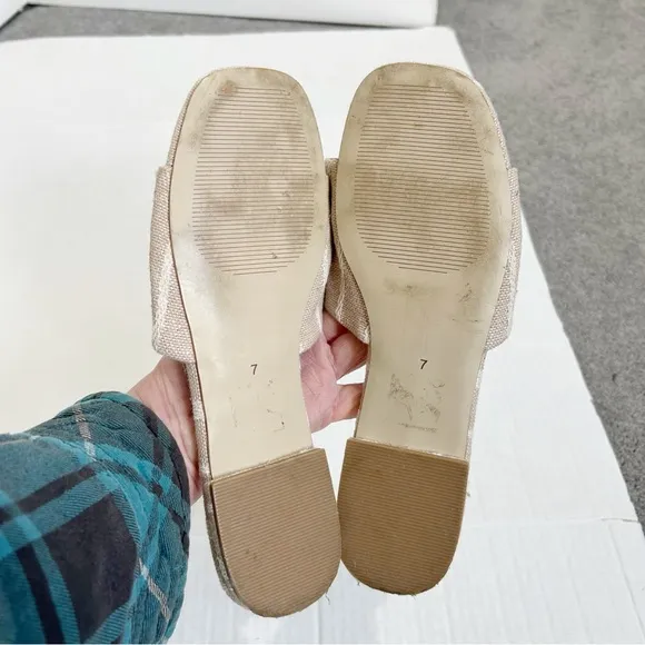 Intentionally Blank Anthropologie Jessica Striped Slide Sandals Size 7 Fabric