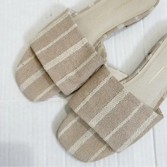 Intentionally Blank Anthropologie Jessica Striped Slide Sandals Size 7 Fabric