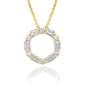 JB Star Round & Emerald Diamond Circle of Life Pendant Necklace 18K