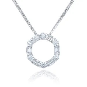 JB Star Round & Emerald Diamond Circle of Life Pendant Necklace Platinum