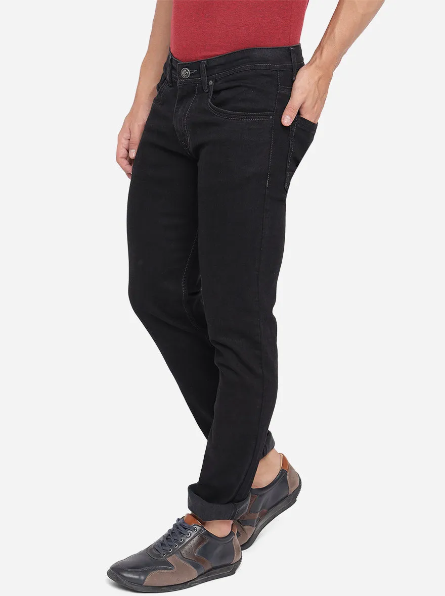Jet Black Washed Narrow Fit Jeans | Greenfibre