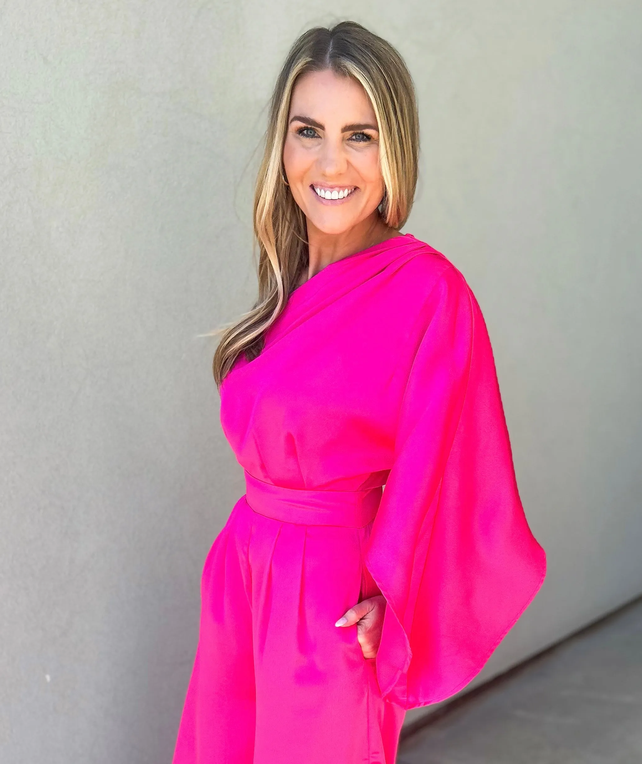 Joni One Shoulder Drape Sleeve Jumpsuit