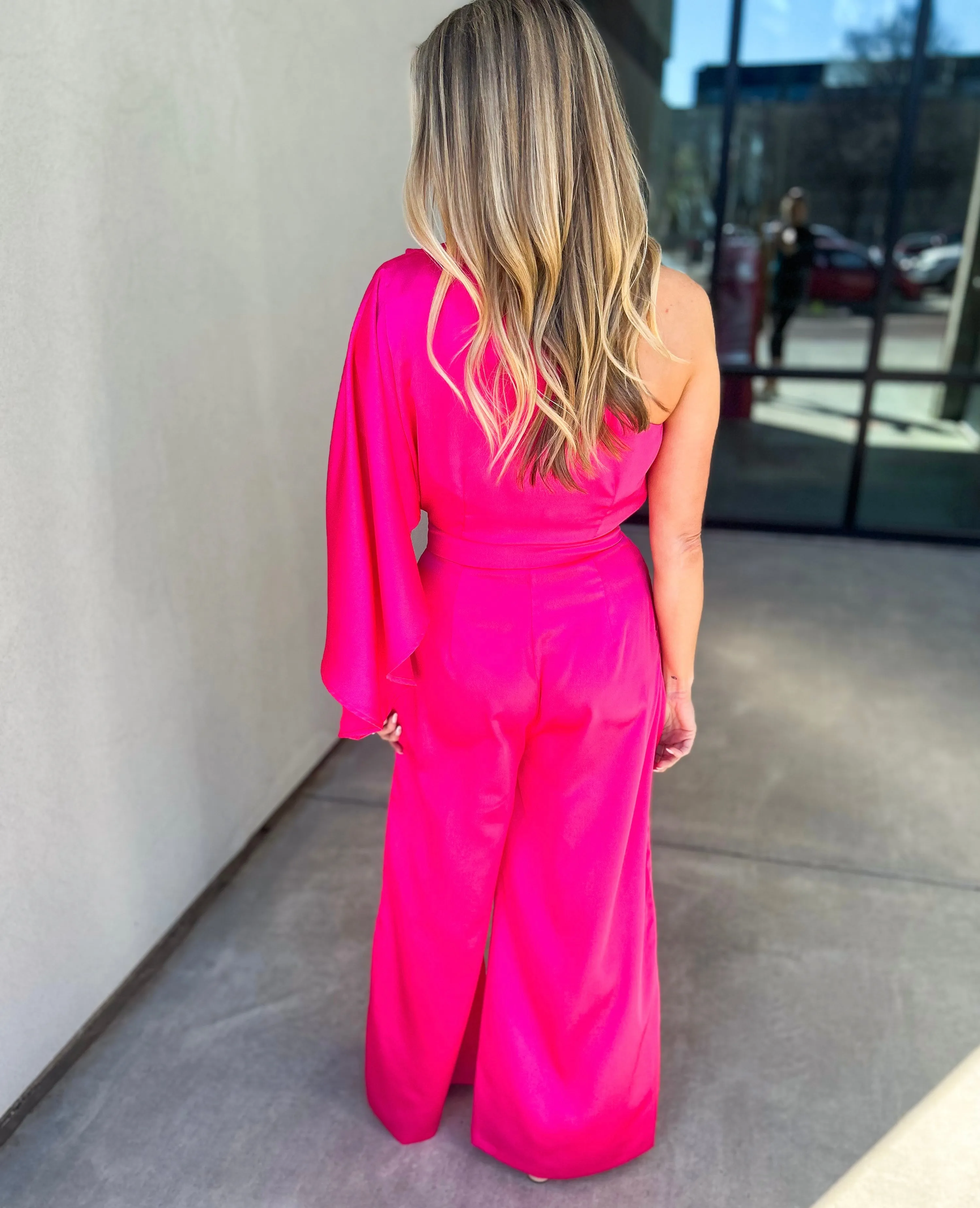 Joni One Shoulder Drape Sleeve Jumpsuit