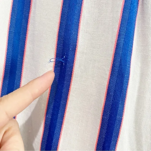 JOULES Orielle Linen Blend Midi Skirt White Blue Stripe NEW Coastal Size 2