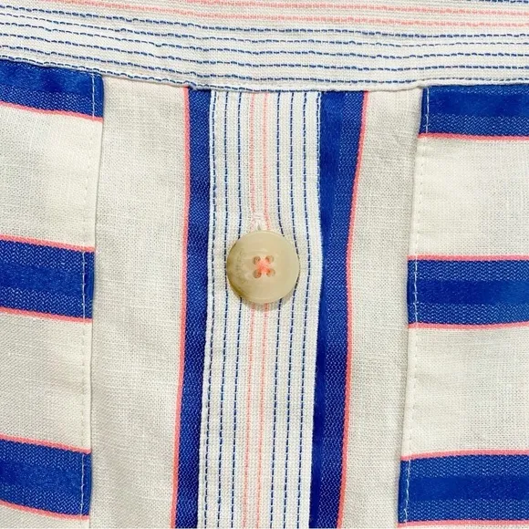 JOULES Orielle Linen Blend Midi Skirt White Blue Stripe NEW Coastal Size 2