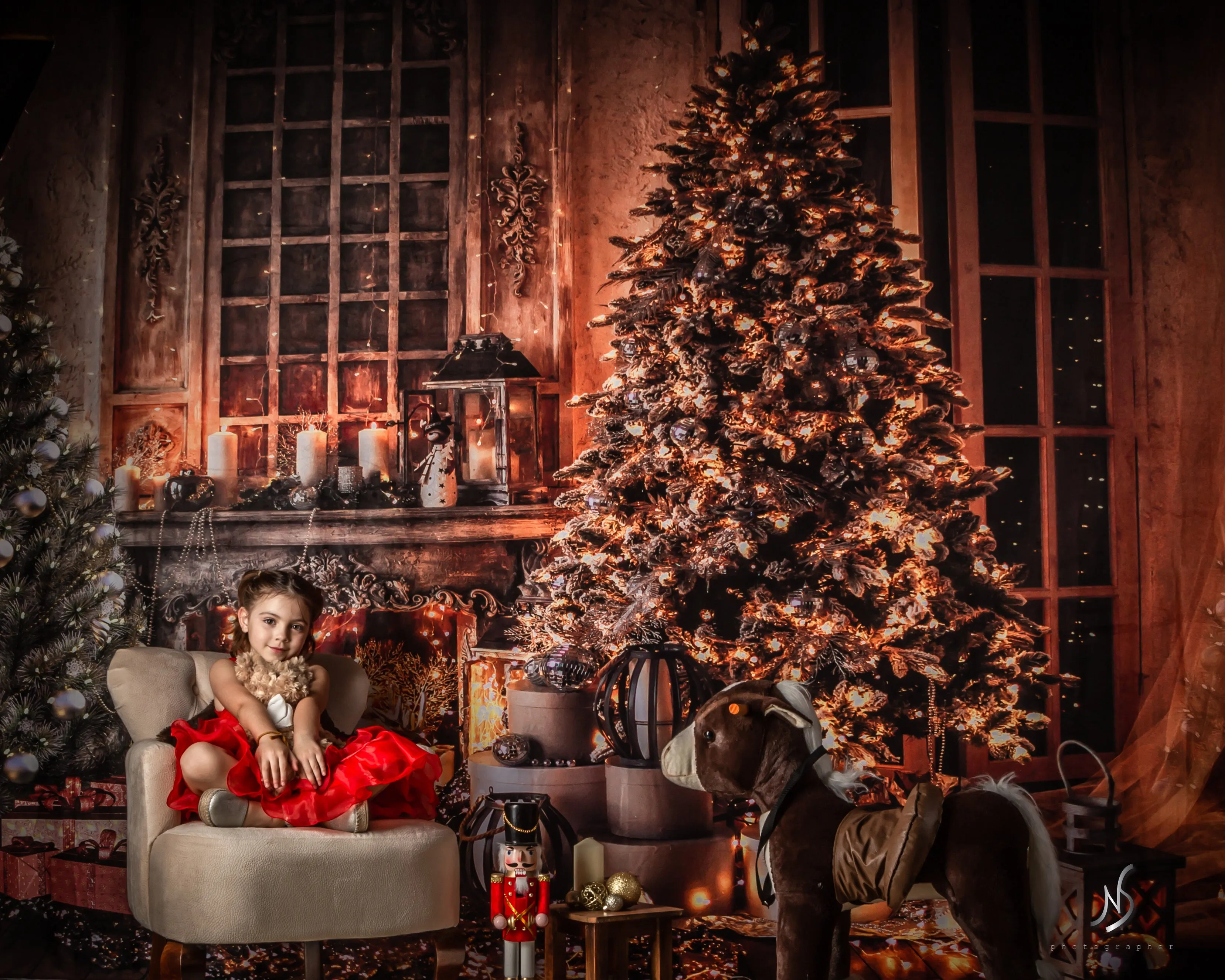 Kate Christmas Trees Warm Room Backdrop Designed by Chain Photography