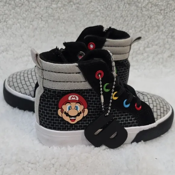 Kids Black and Gray High-Top Sneakers