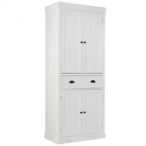 Kitchen Pantry Storage Cabinet with Doors Drawer and Adjustable Shelves-White -