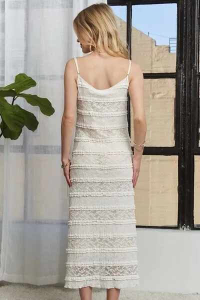 LACE SCOOP NECK MIDI DRESS